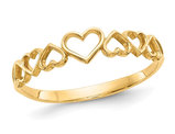 14K Yellow Gold High Polished Hearts Ring (SIZE 7)
